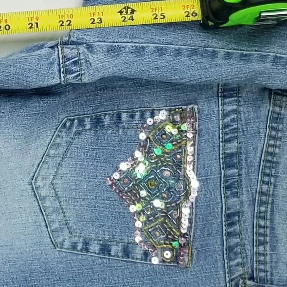 Angel's Size 9 Blue Denim Jeans Sequence Pockets - Picture 4 of 9